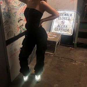 Black shell suit jumpsuit